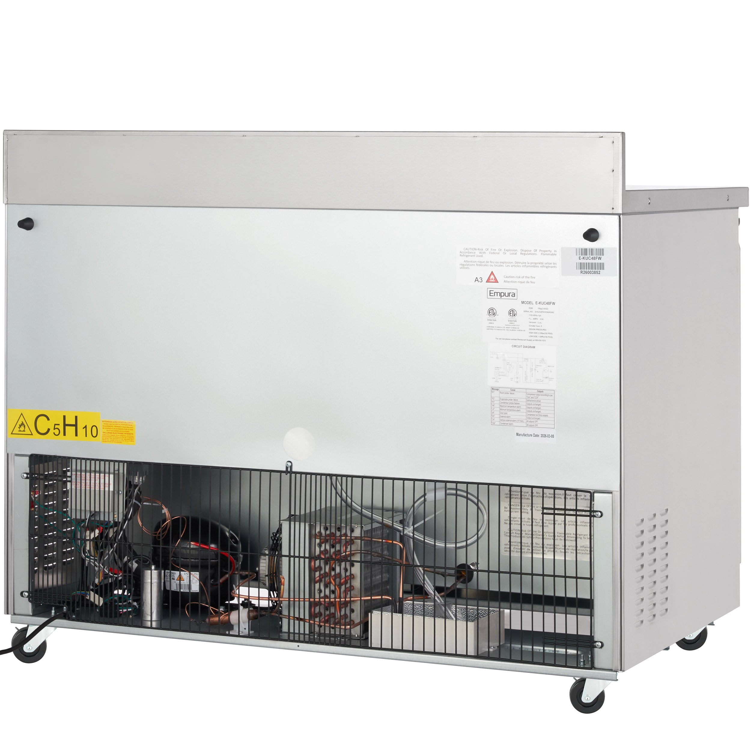 48" Two Door Commercial Work Top Undercounter Freezer
