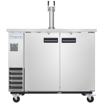 49" Double Tap Commercial Kegerator Beer Dispenser - Stainless Steel, Holds (2) 1/2 Kegs