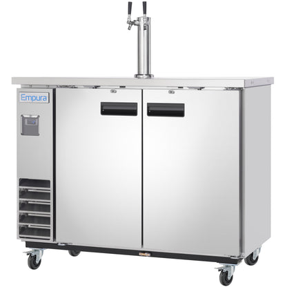 49" Double Tap Commercial Kegerator Beer Dispenser - Stainless Steel, Holds (2) 1/2 Kegs