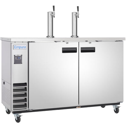 49" Dual Single Tap Commercial Kegerator Beer Dispenser - Stainless Steel, Holds (2) 1/2 Kegs