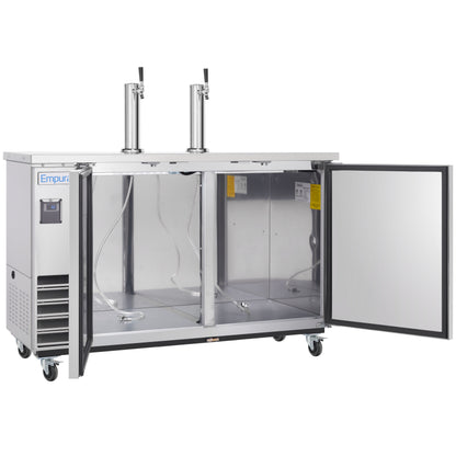 49" Dual Single Tap Commercial Kegerator Beer Dispenser - Stainless Steel, Holds (2) 1/2 Kegs