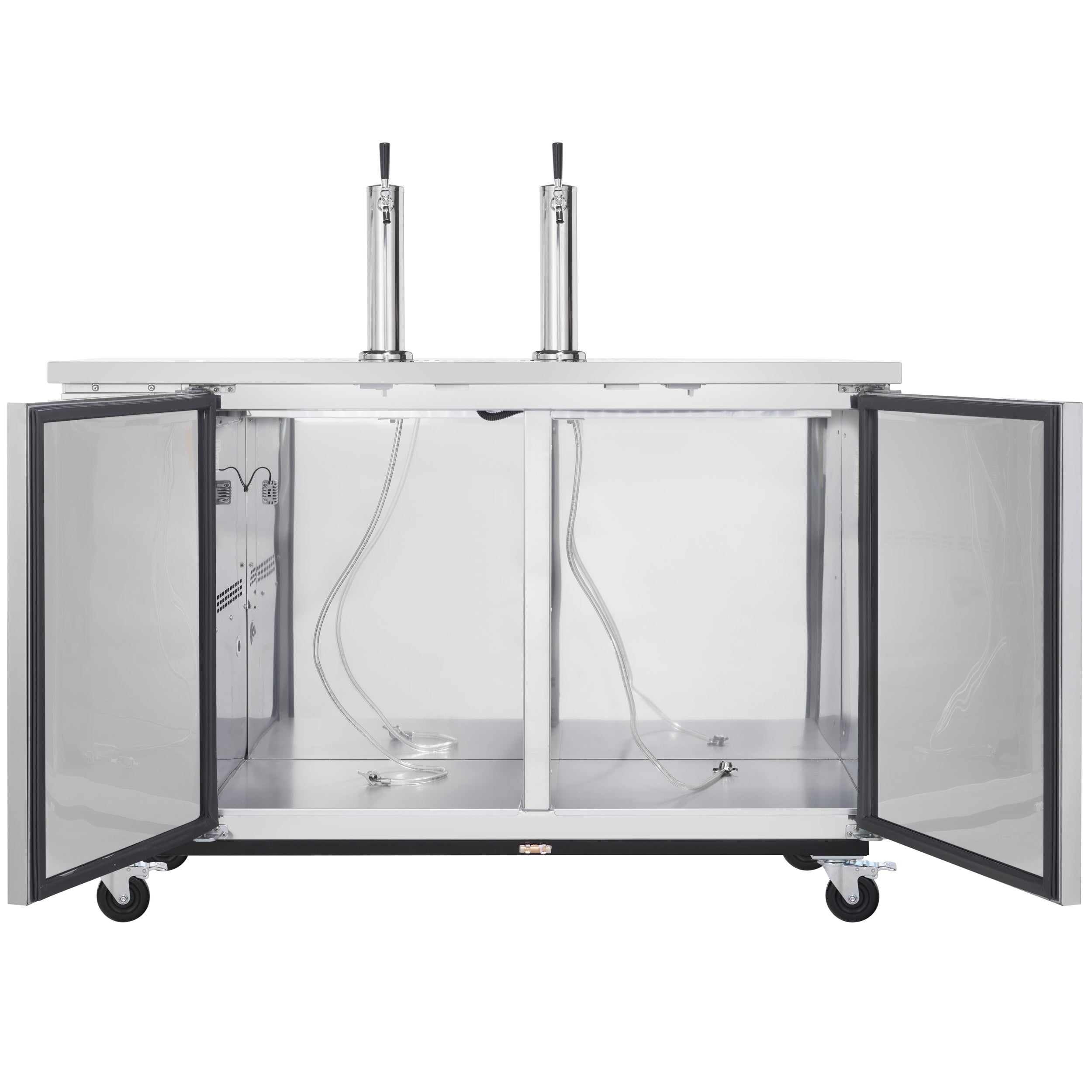 49" Dual Single Tap Commercial Kegerator Beer Dispenser - Stainless Steel, Holds (2) 1/2 Kegs