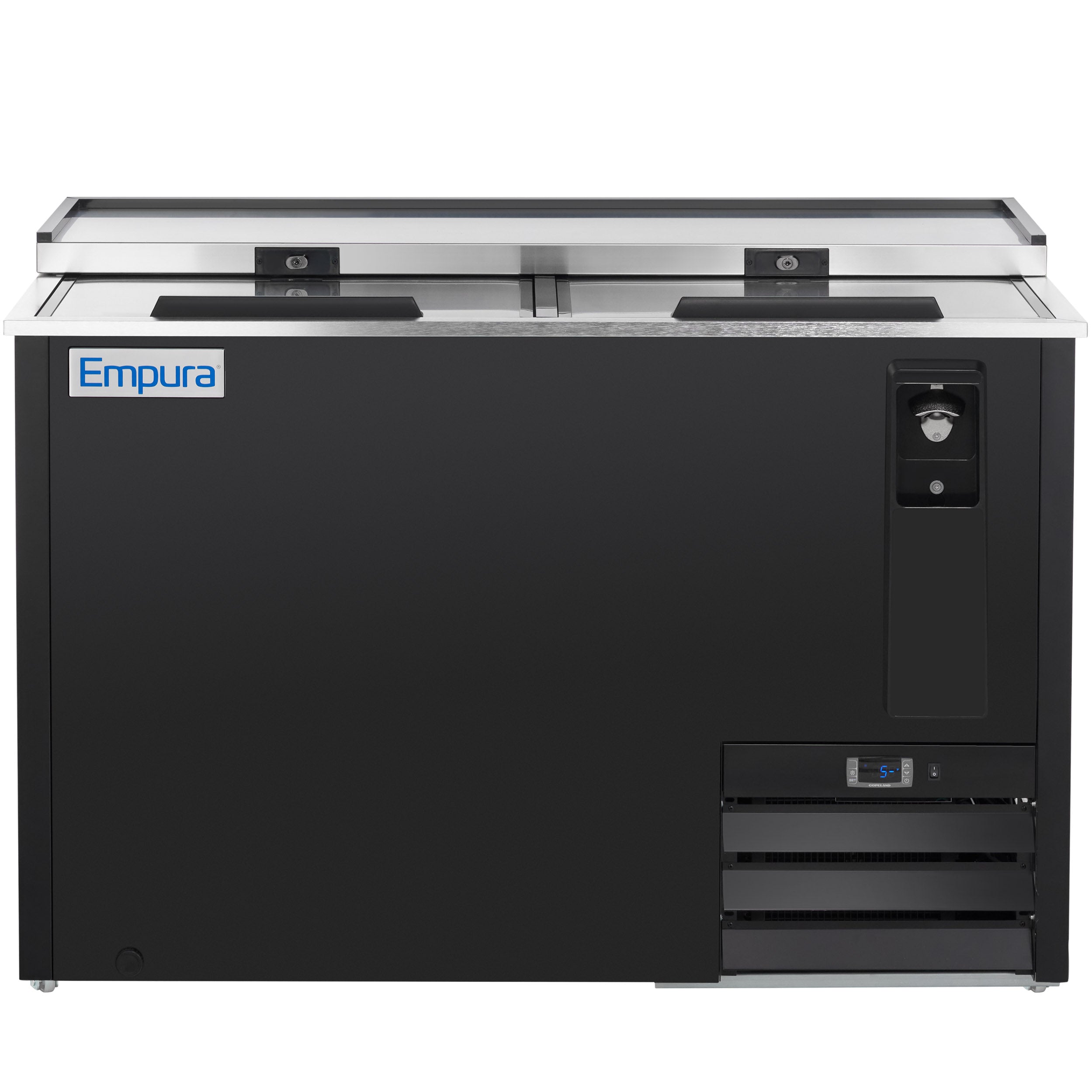 49" Powder Coated Black Stainless Steel Commercial Horizontal Bottle Cooler