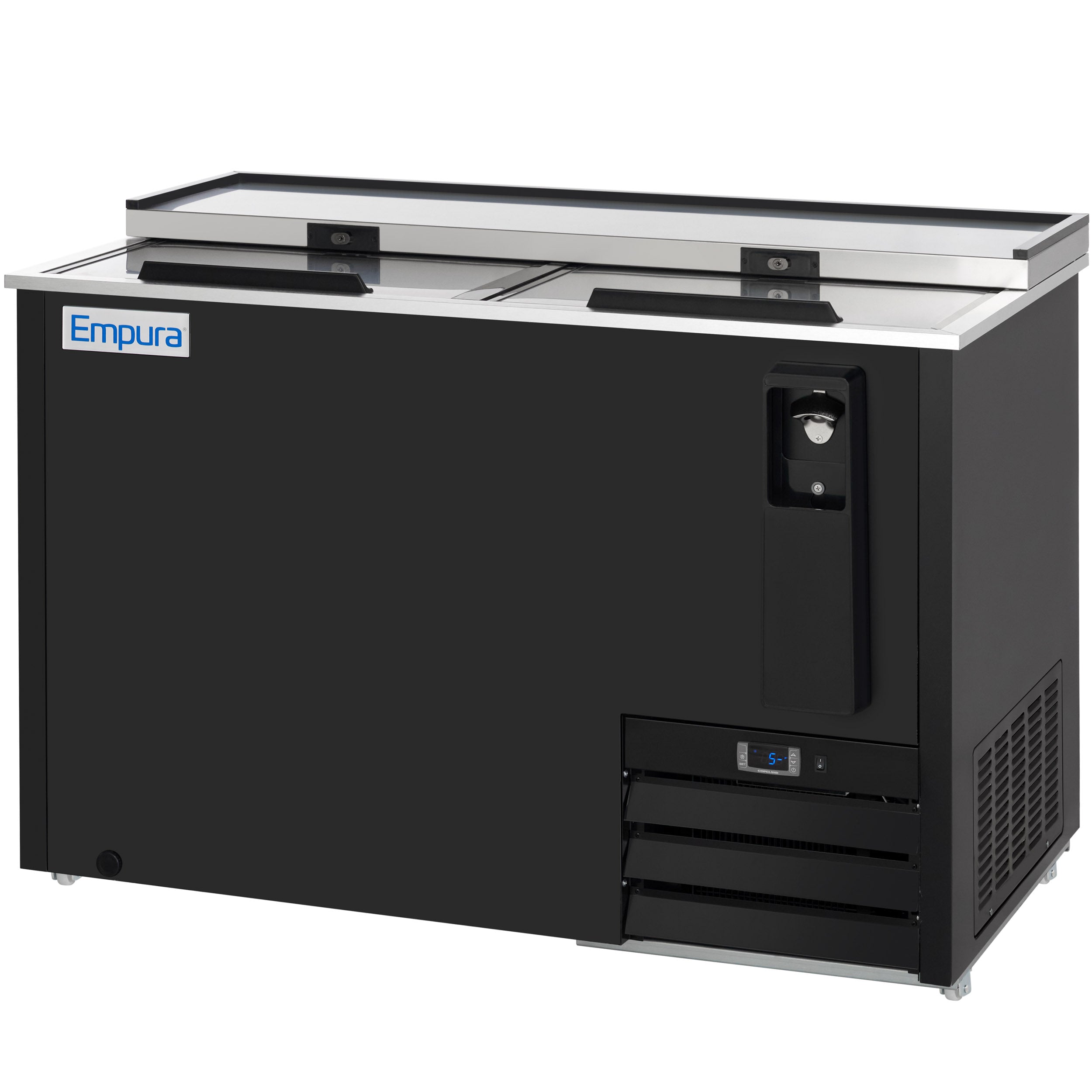 49" Powder Coated Black Stainless Steel Commercial Horizontal Bottle Cooler