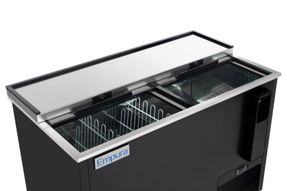 49" Powder Coated Black Stainless Steel Commercial Horizontal Bottle Cooler
