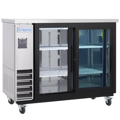 49" x 24" Sliding Glass Door Stainless Steel Commercial Back Bar Refrigerator