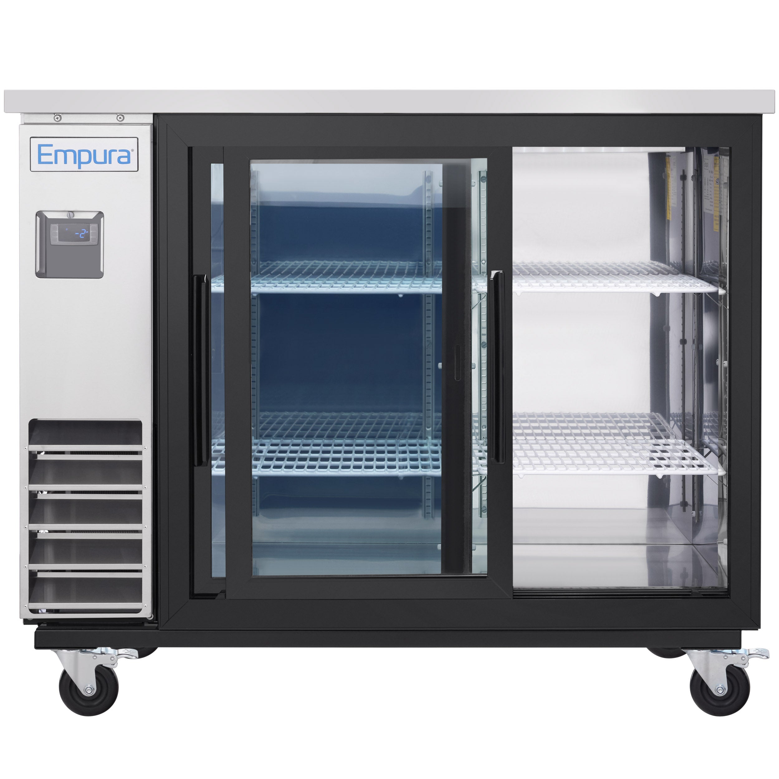 49" x 24" Sliding Glass Door Stainless Steel Commercial Back Bar Refrigerator