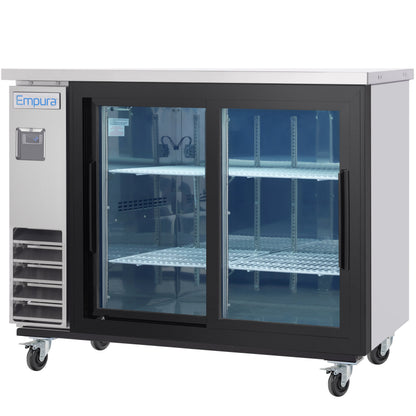 49" x 24" Sliding Glass Door Stainless Steel Commercial Back Bar Refrigerator