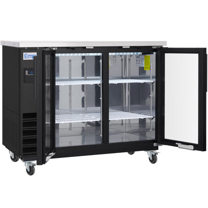 49" x 24" Swing Glass Door Powder Coated Black Stainless Steel Commercial Back Bar Refrigerator
