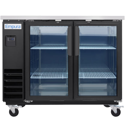 49" x 24" Swing Glass Door Powder Coated Black Stainless Steel Commercial Back Bar Refrigerator