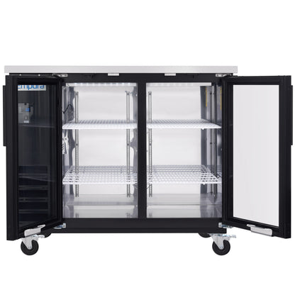 49" x 24" Swing Glass Door Powder Coated Black Stainless Steel Commercial Back Bar Refrigerator