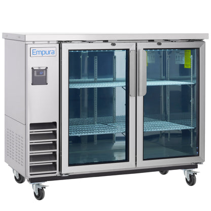 49" x 24" Swing Glass Door Stainless Steel Commercial Back Bar Refrigerator