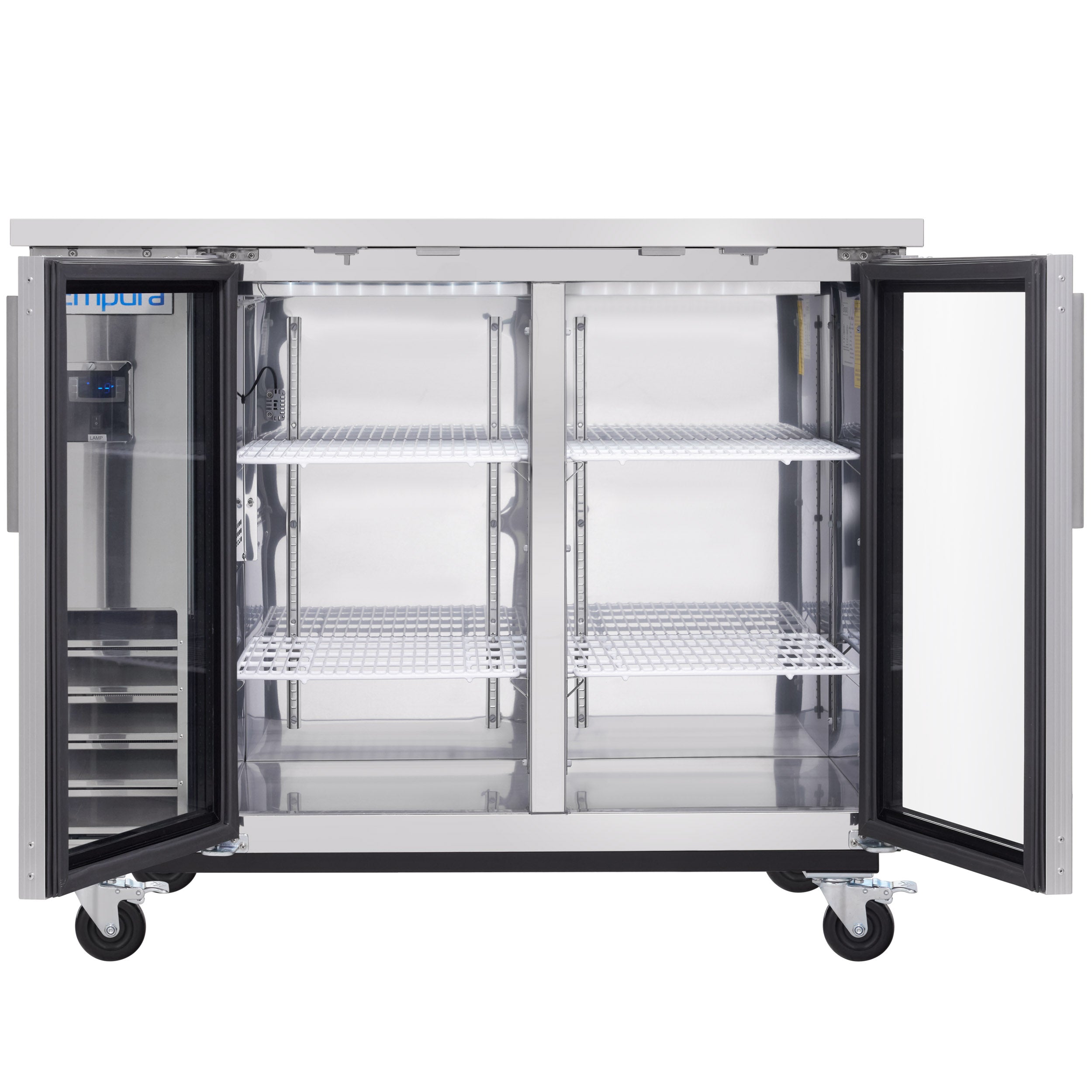 49" x 24" Swing Glass Door Stainless Steel Commercial Back Bar Refrigerator