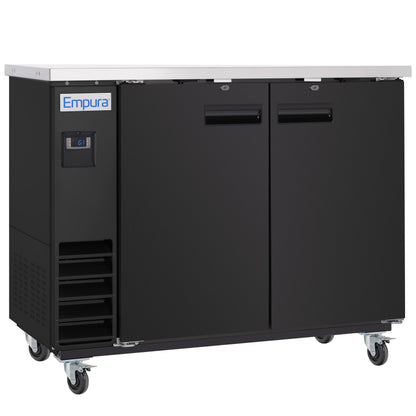 49" x 24" Swing Solid Door Powder Coated Black Stainless Steel Commercial Back Bar Refrigerator