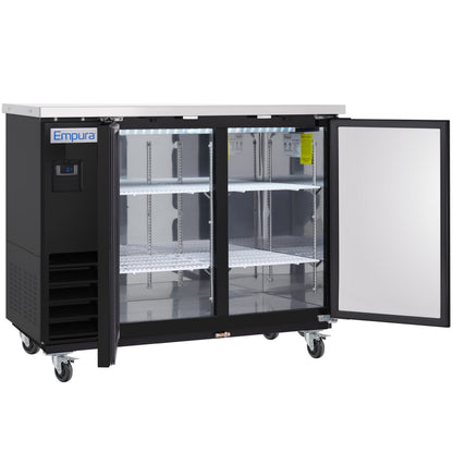 49" x 24" Swing Solid Door Powder Coated Black Stainless Steel Commercial Back Bar Refrigerator