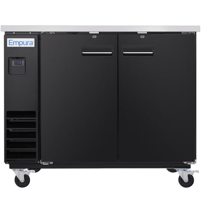 49" x 24" Swing Solid Door Powder Coated Black Stainless Steel Commercial Back Bar Refrigerator