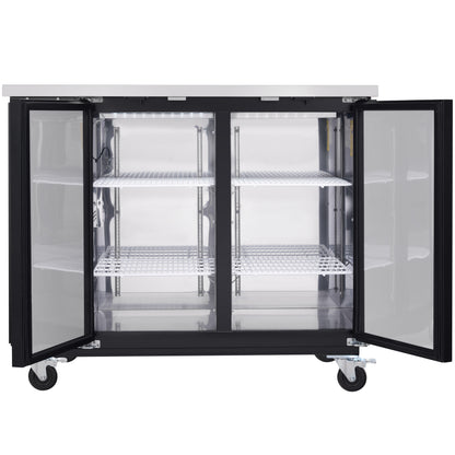 49" x 24" Swing Solid Door Powder Coated Black Stainless Steel Commercial Back Bar Refrigerator