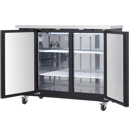 49" x 24" Swing Solid Door Powder Coated Black Stainless Steel Commercial Back Bar Refrigerator