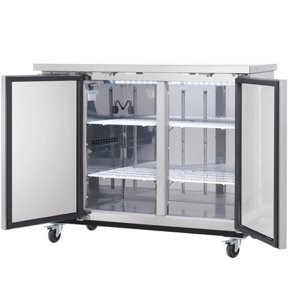 49" x 24" Swing Solid Door Stainless Steel Commercial Back Bar Refrigerator