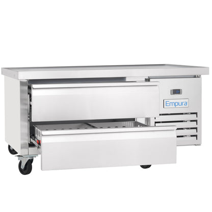 50" 2 Drawer Refrigerated Commercial Chef Base - 6" Depth Pan