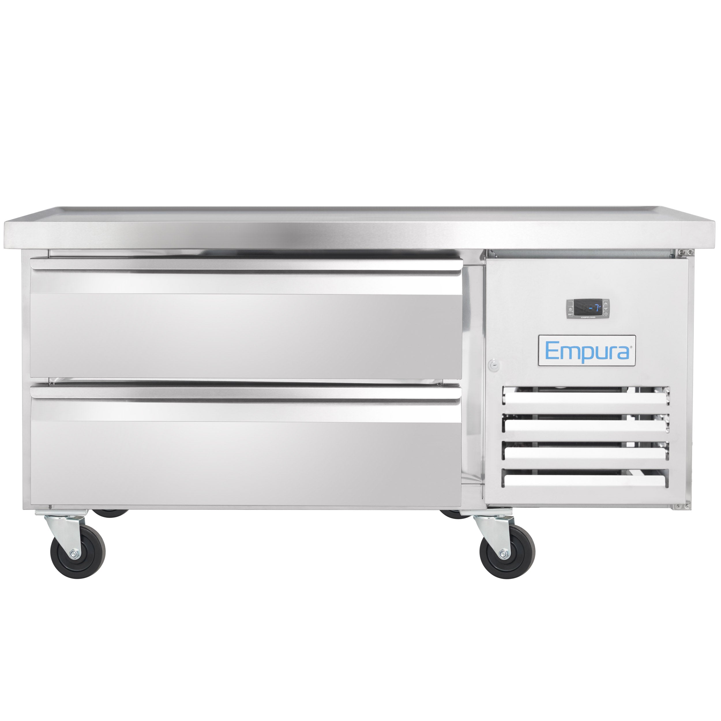 50" 2 Drawer Refrigerated Commercial Chef Base - 6" Depth Pan