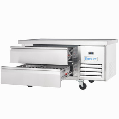 50" 2 Drawer Refrigerated Commercial Chef Base - 6" Depth Pan