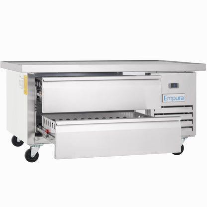 52" 2 Drawer Refrigerated Commercial Chef Base - 6" Depth Pan