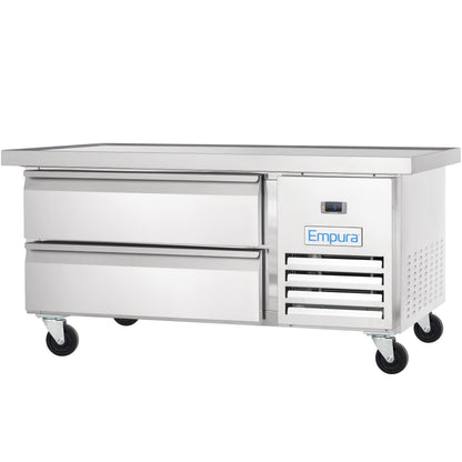 52" 2 Drawer Refrigerated Commercial Chef Base - 6" Depth Pan