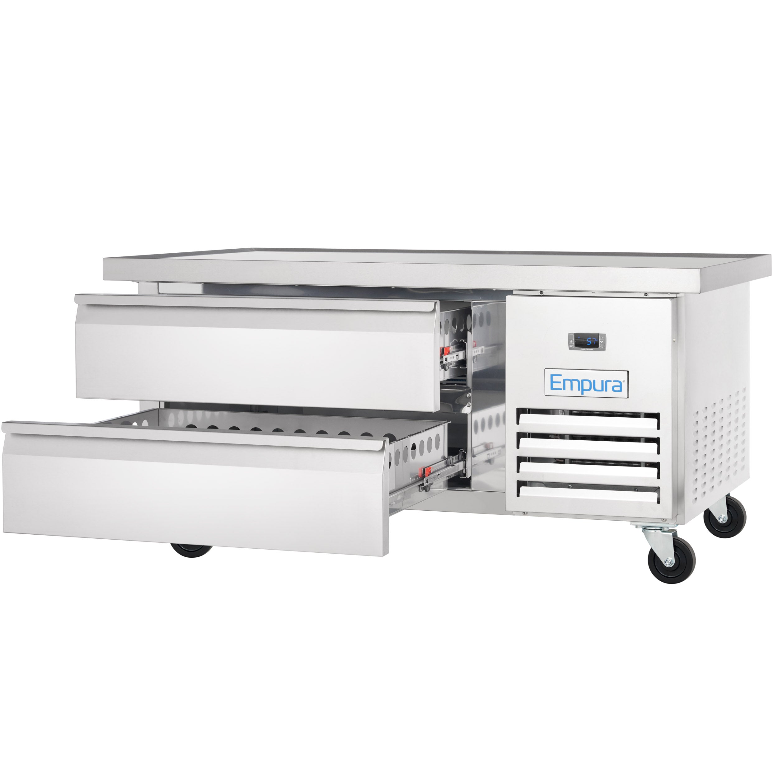 52" 2 Drawer Refrigerated Commercial Chef Base - 6" Depth Pan