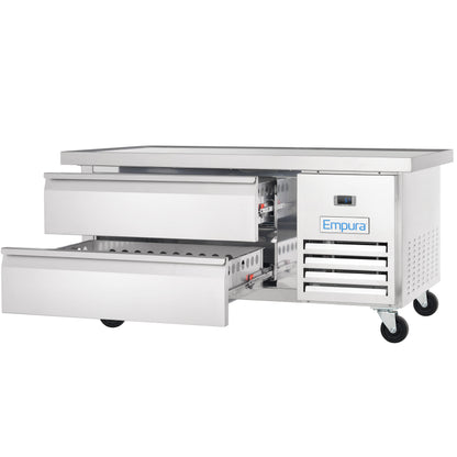 52" 2 Drawer Refrigerated Commercial Chef Base - 6" Depth Pan