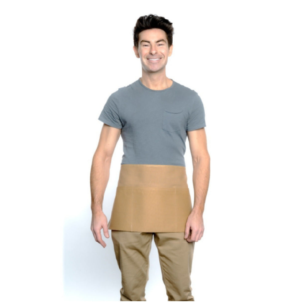 12" Kelly Green Poly-Cotton Blend Waist Apron with 3 Pockets