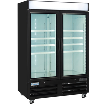 54" Black Swing Commercial Glass Door Merchandiser Freezer with ClearKeeper™ Glass