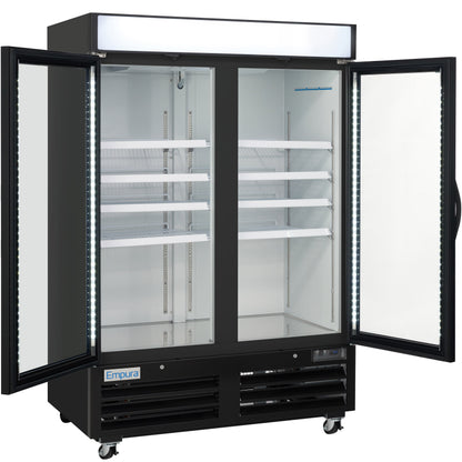54" Black Swing Commercial Glass Door Merchandiser Freezer with ClearKeeper™ Glass