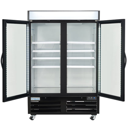 54" Black Swing Commercial Glass Door Merchandiser Freezer with ClearKeeper™ Glass