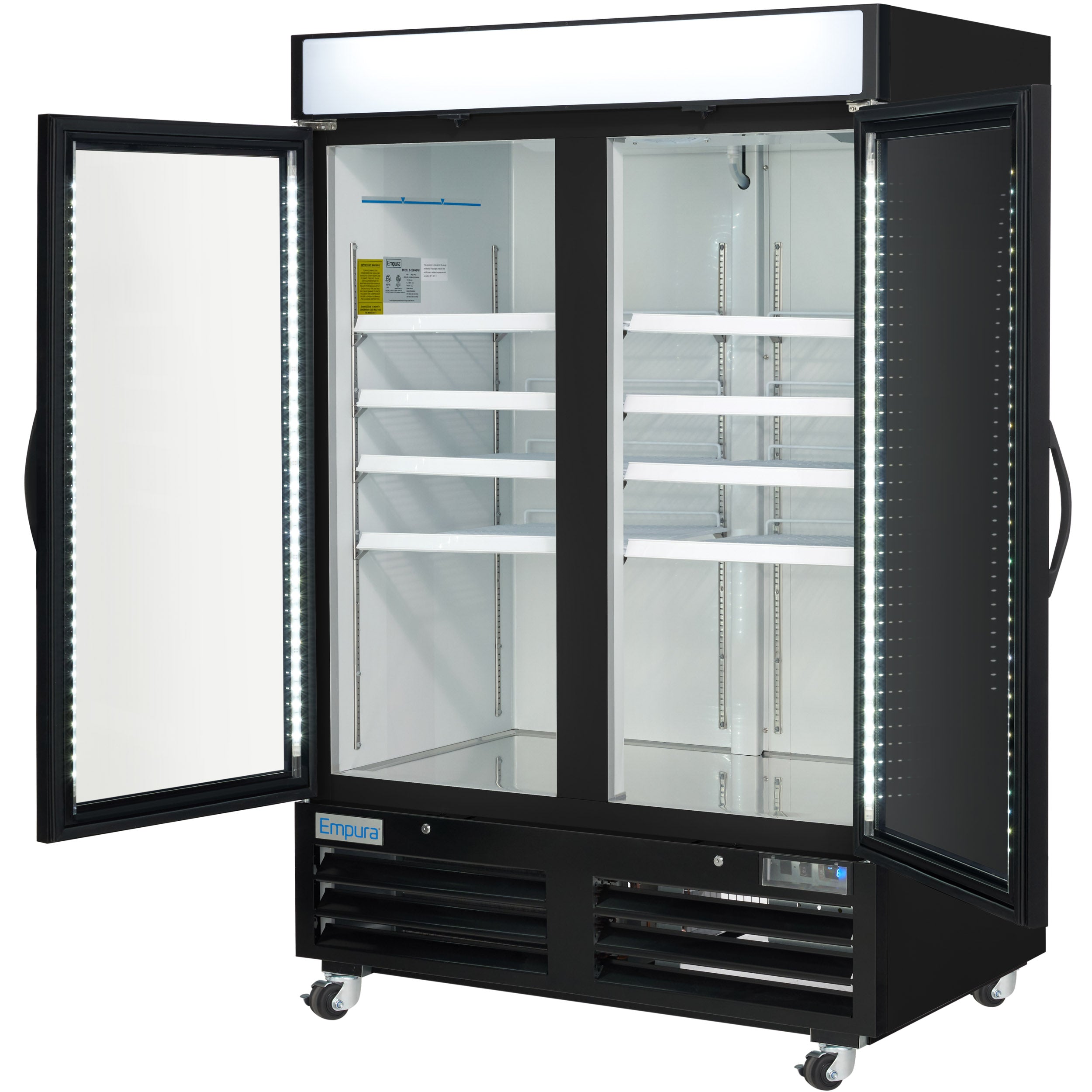 54" Black Swing Commercial Glass Door Merchandiser Freezer with ClearKeeper™ Glass