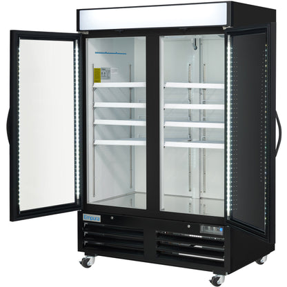 54" Black Swing Commercial Glass Door Merchandiser Freezer with ClearKeeper™ Glass