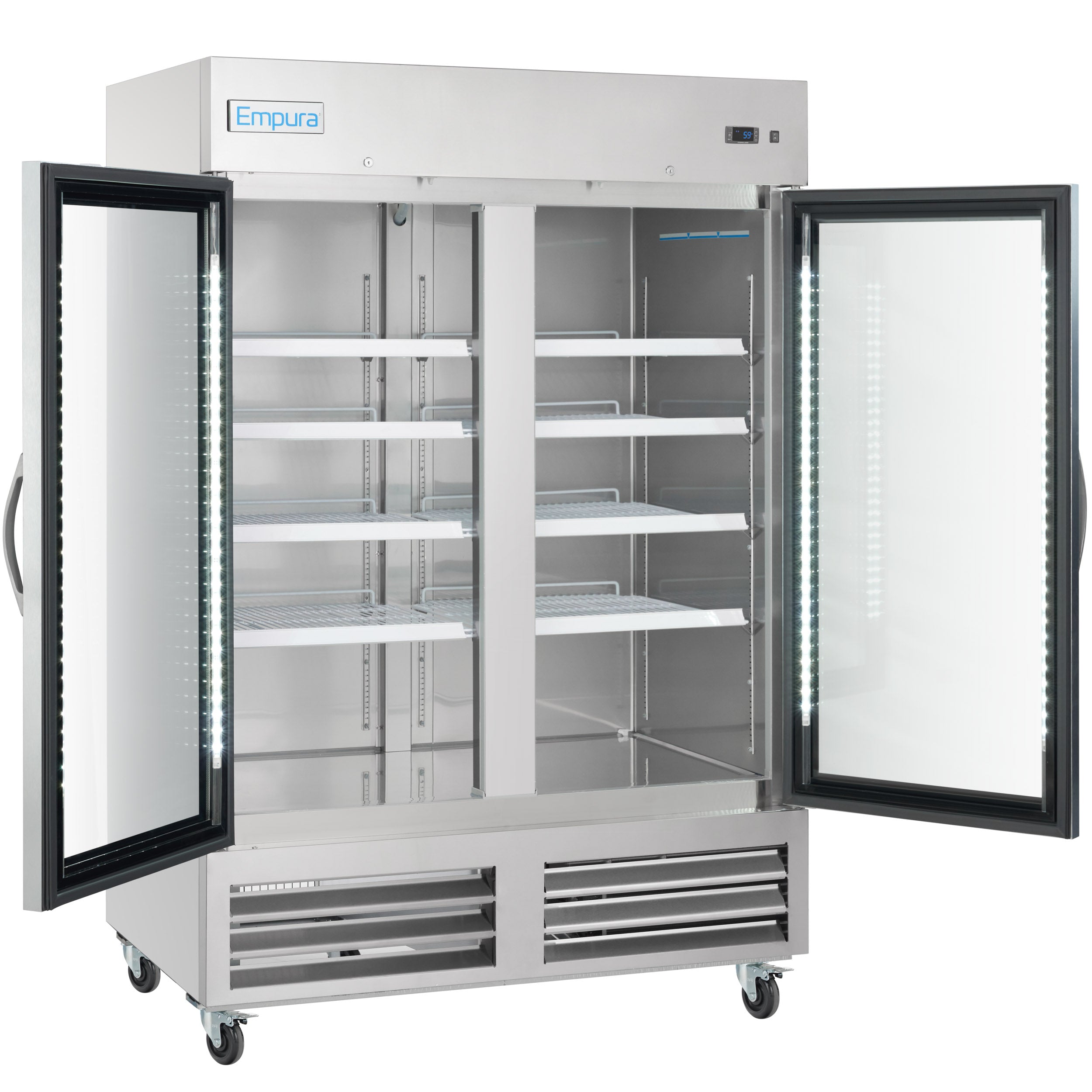 54" Commercial 2 Glass Door Reach-In Freezer