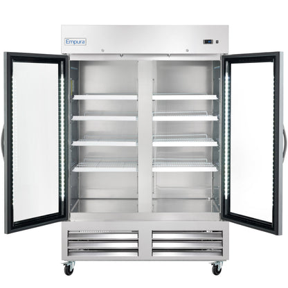 54" Commercial 2 Glass Door Reach-In Freezer