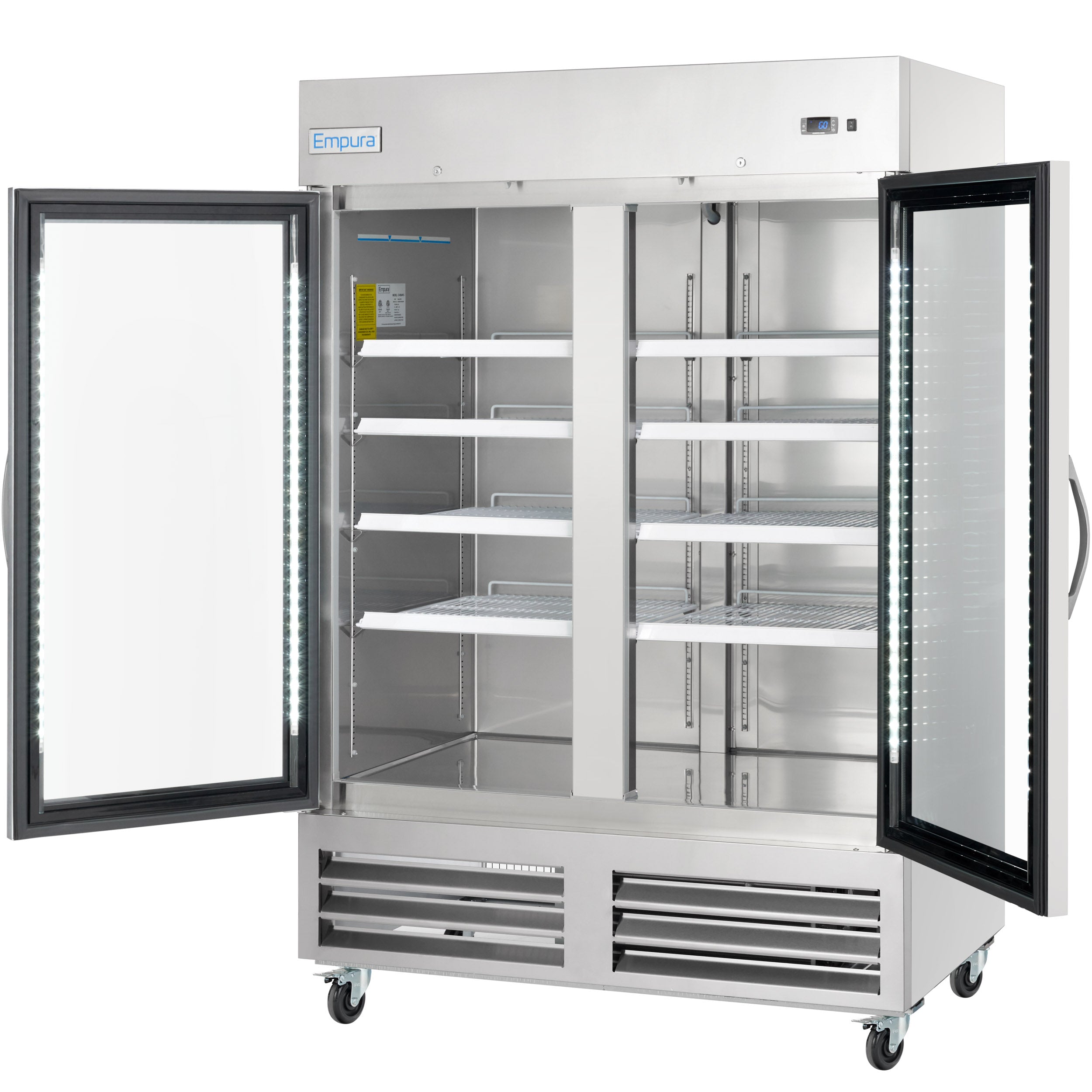 54" Commercial 2 Glass Door Reach-In Freezer