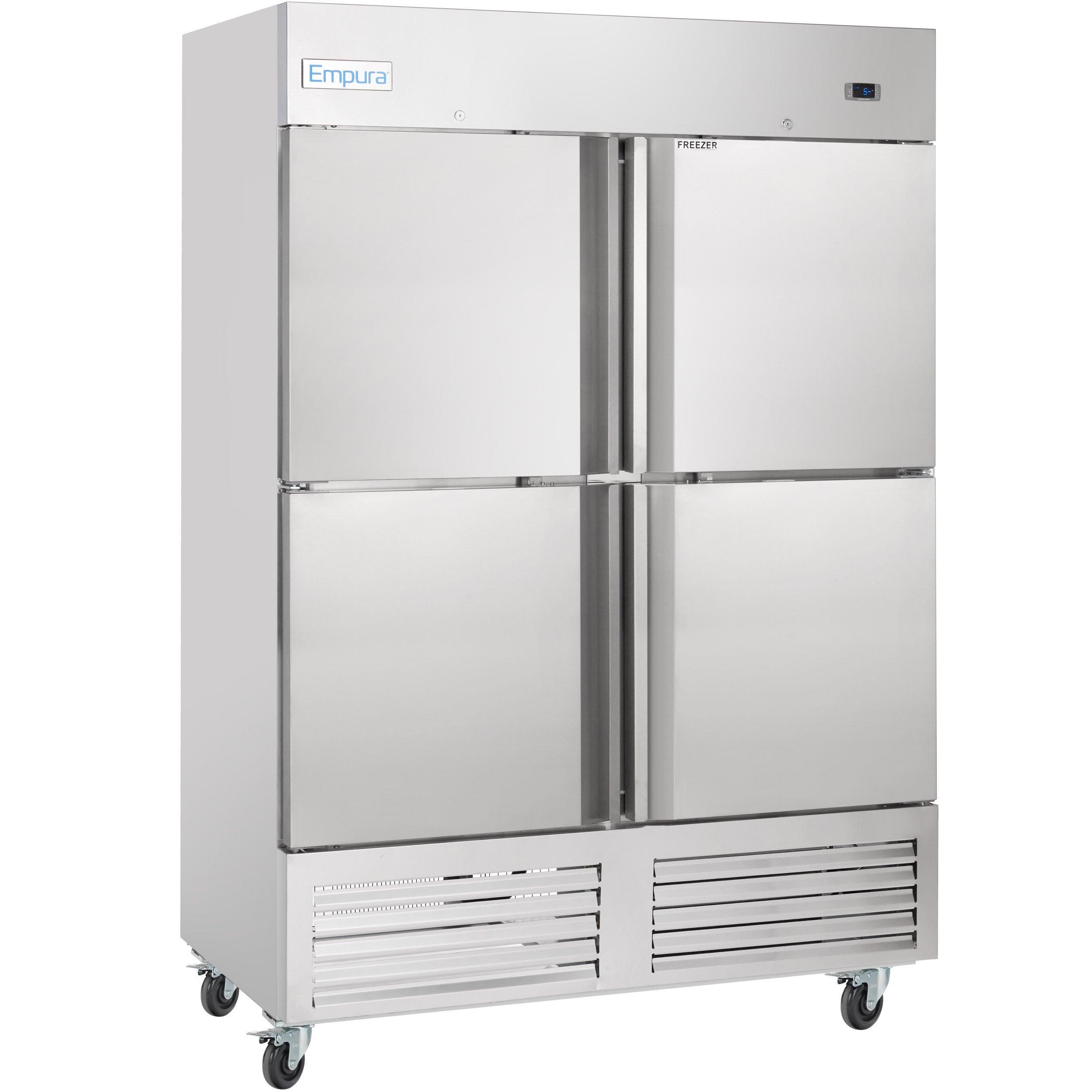 54" Commercial 2 Half Door Stainless Steel Reach-In Freezer