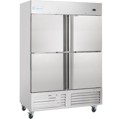 54" Commercial 2 Half Door Stainless Steel Reach-In Freezer
