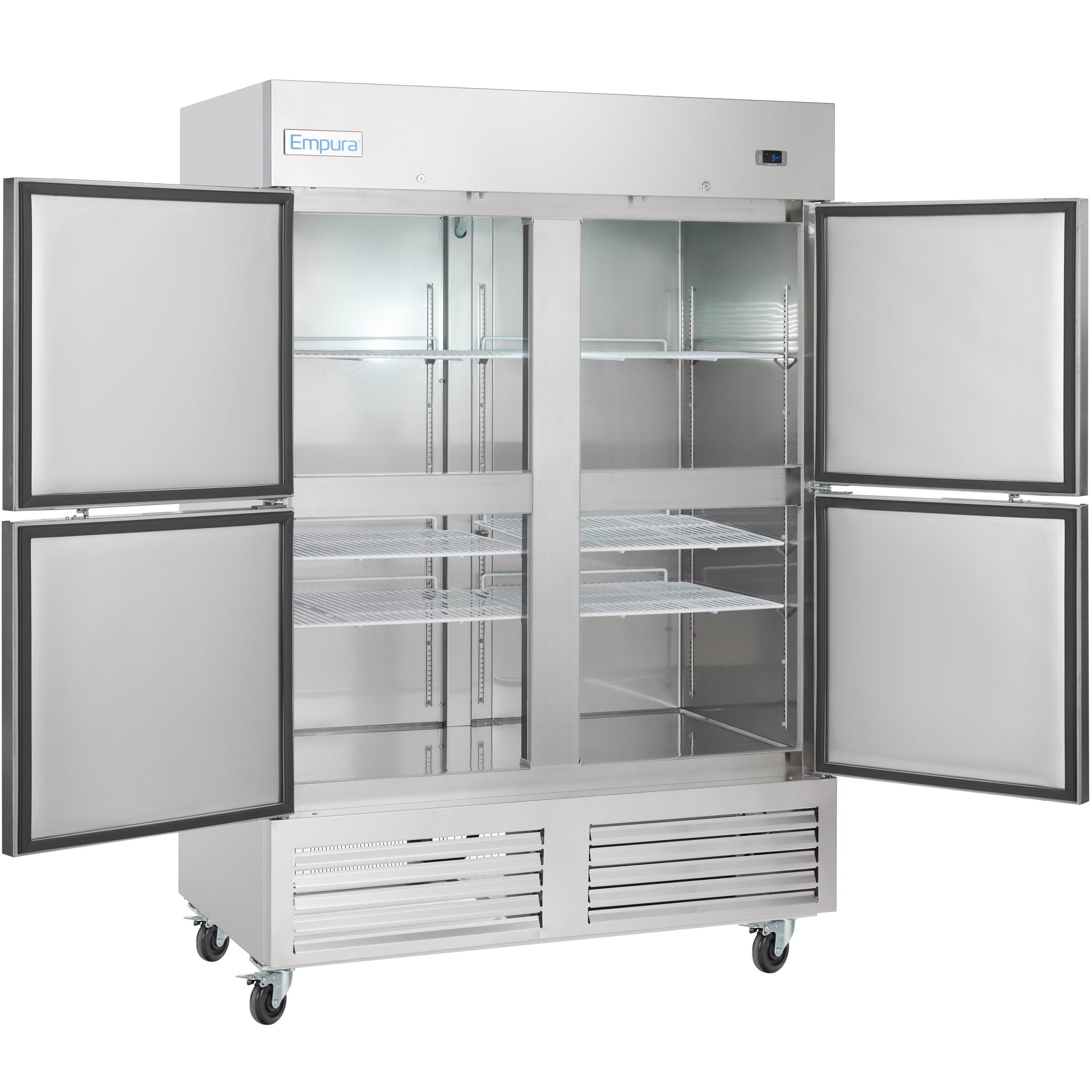 54" Commercial 2 Half Door Stainless Steel Reach-In Freezer