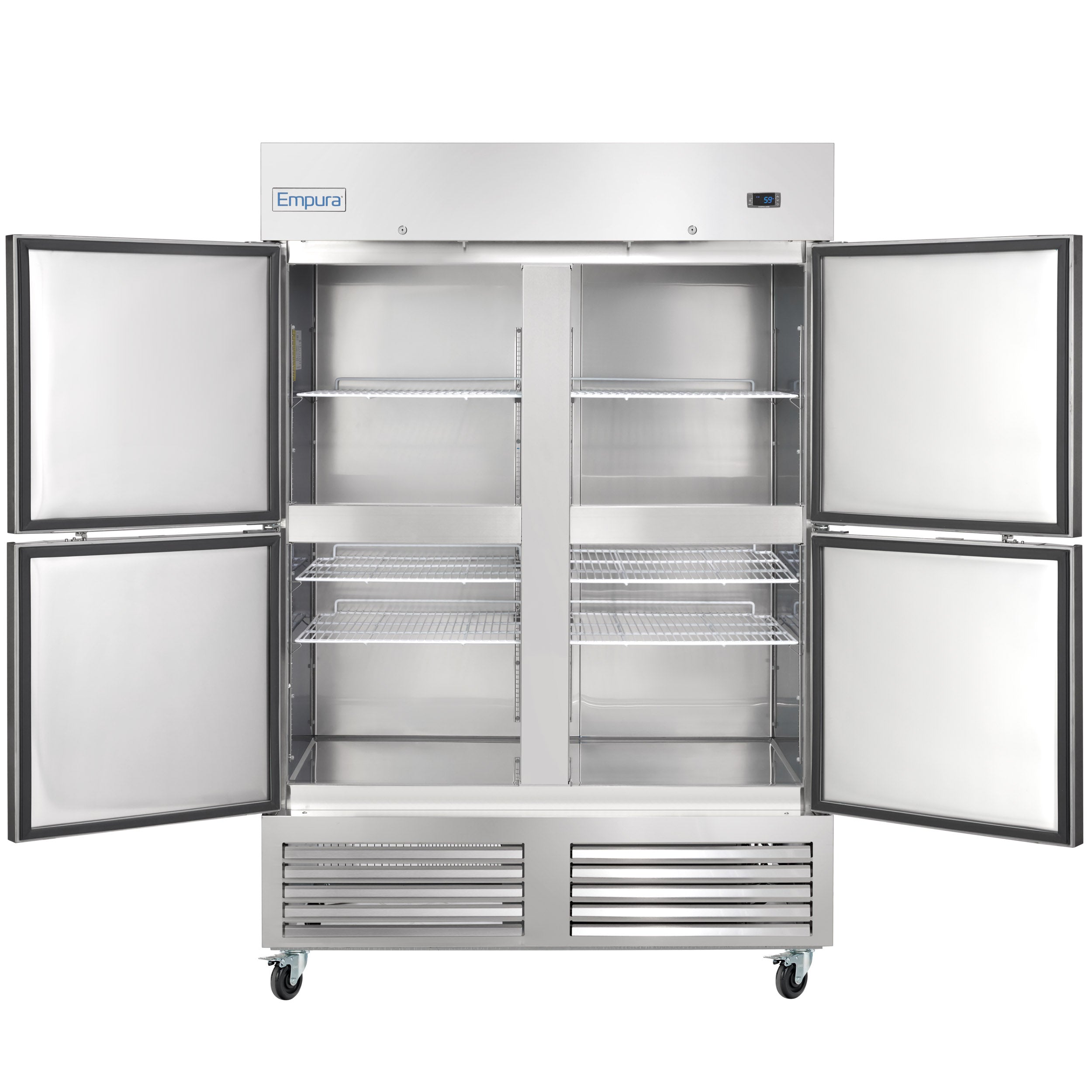 54" Commercial 2 Half Door Stainless Steel Reach-In Freezer