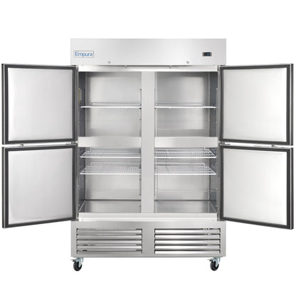 54" Commercial 2 Half Door Stainless Steel Reach-In Freezer