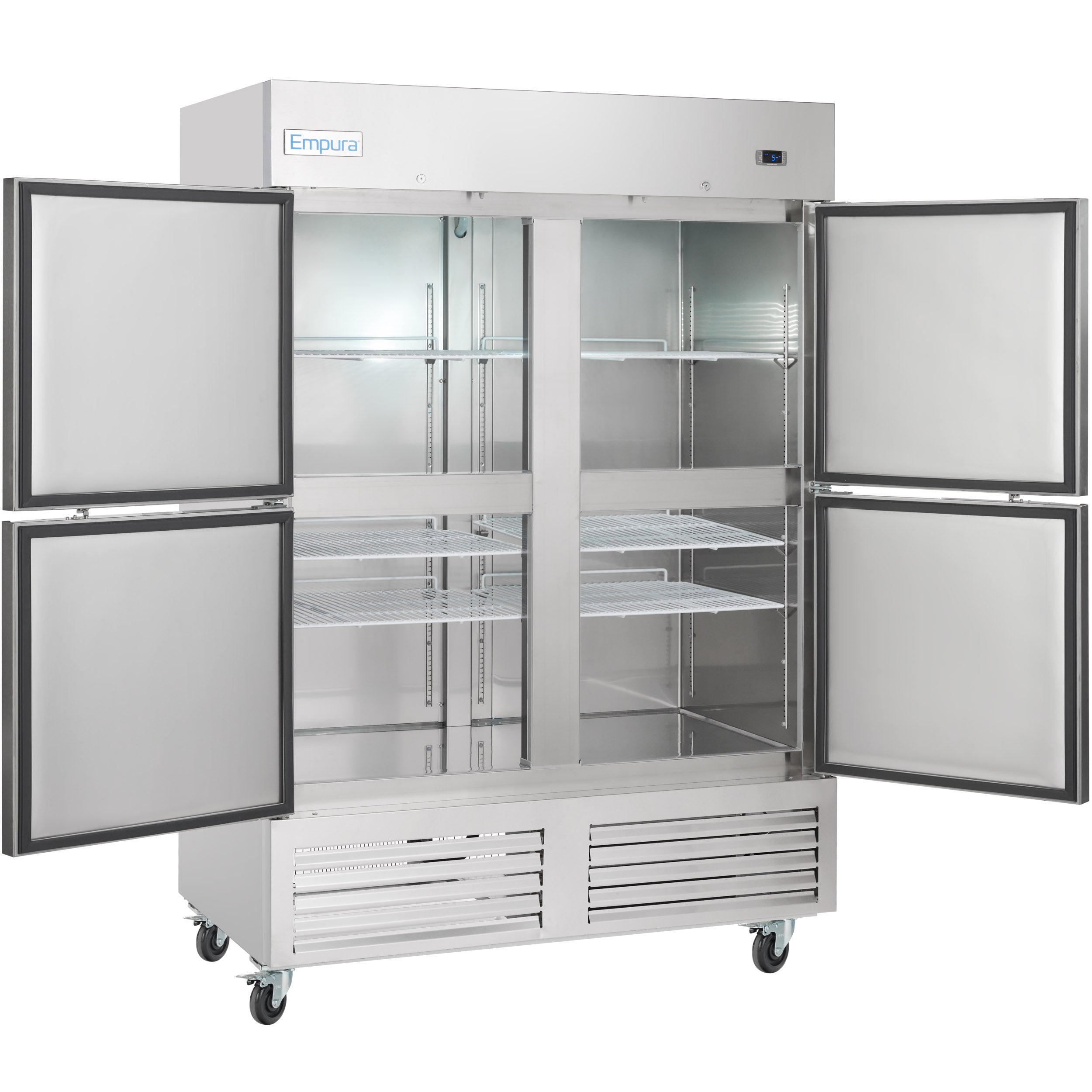 54" Commercial 2 Half Door Stainless Steel Reach-In Refrigerator