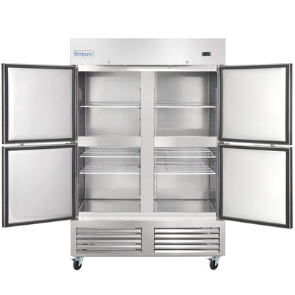 54" Commercial 2 Half Door Stainless Steel Reach-In Refrigerator