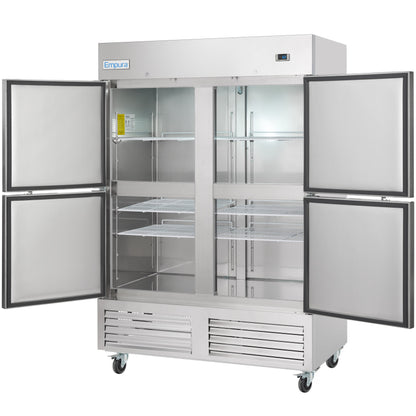54" Commercial 2 Half Door Stainless Steel Reach-In Refrigerator