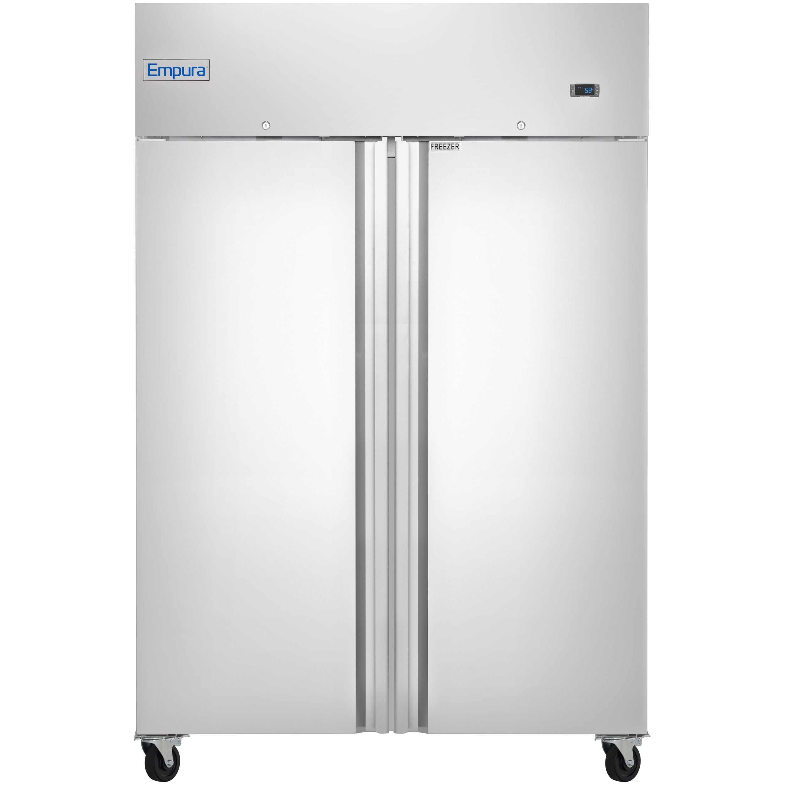 54" Commercial Stainless Steel 2 Door Reach-In Freezer