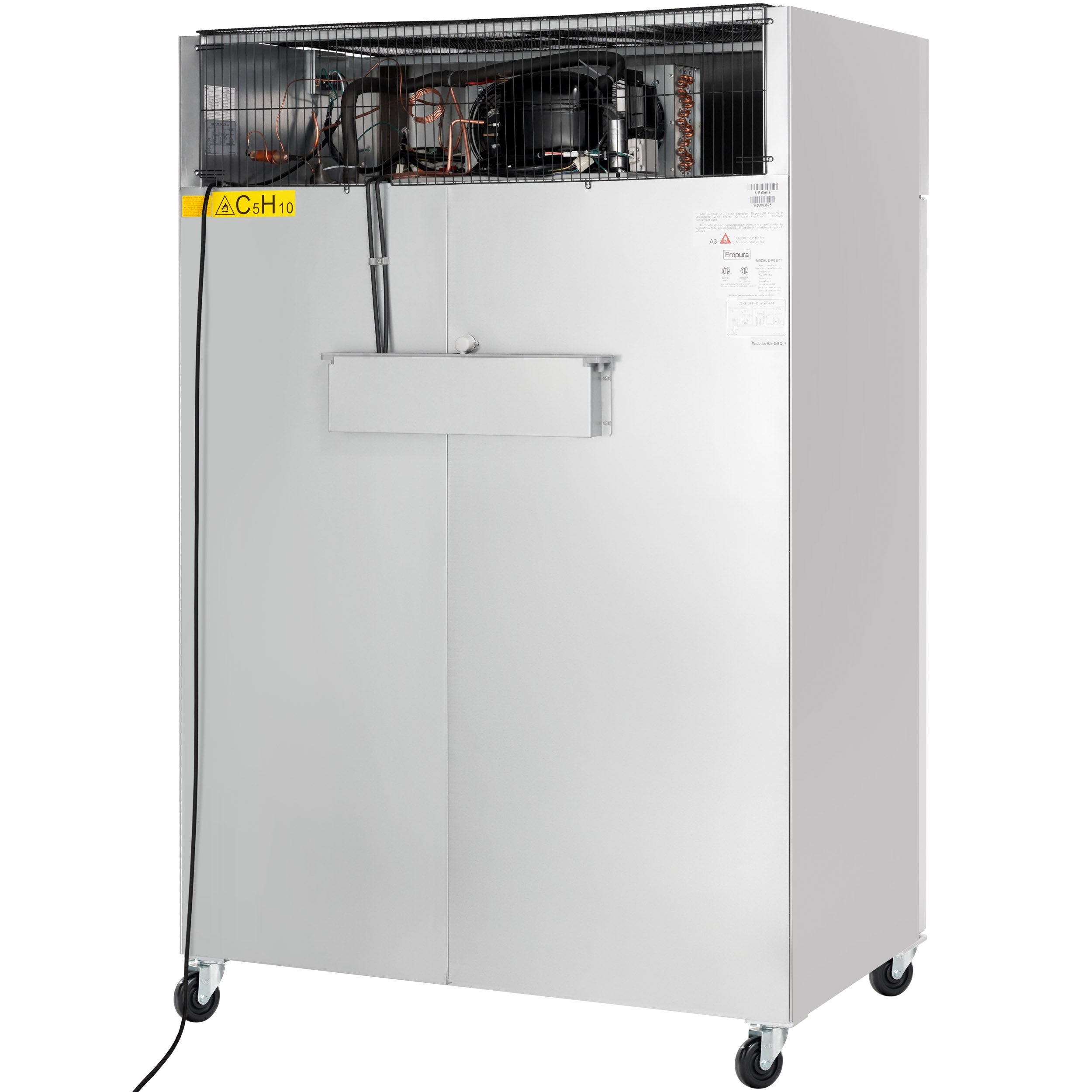 54" Commercial Stainless Steel 2 Door Reach-In Freezer