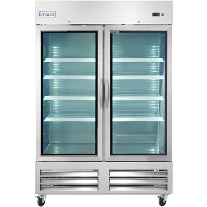 54" Two Section Glass Door Reach-In Refrigerator